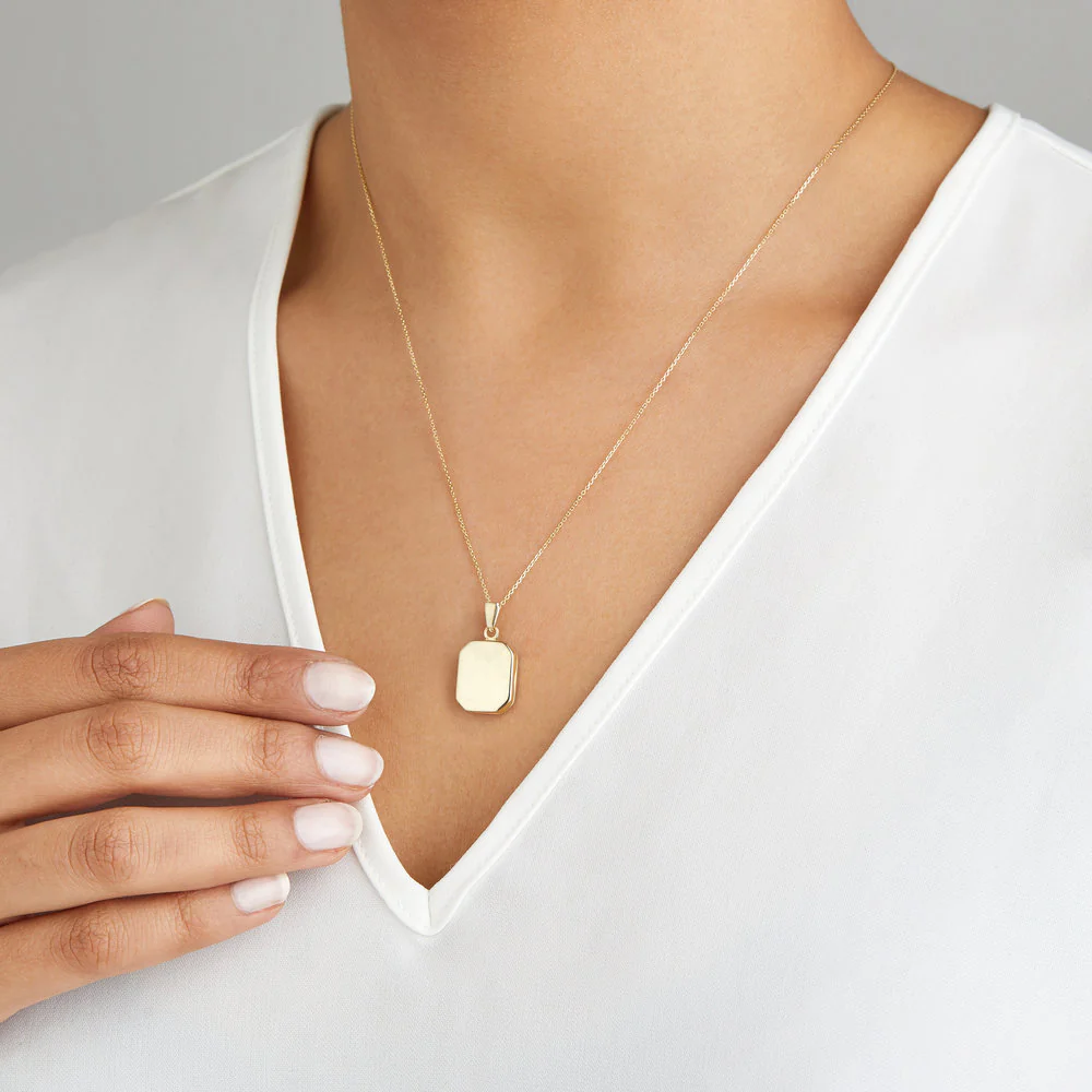 Gold Small Square Locket Necklace - Image 2