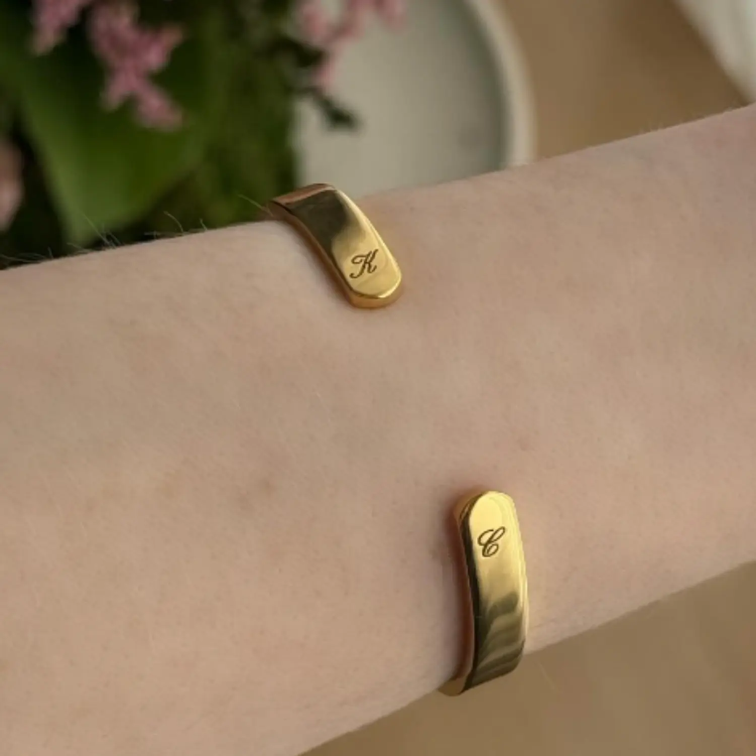 Gold Thick Engraved Bangle - Image 3