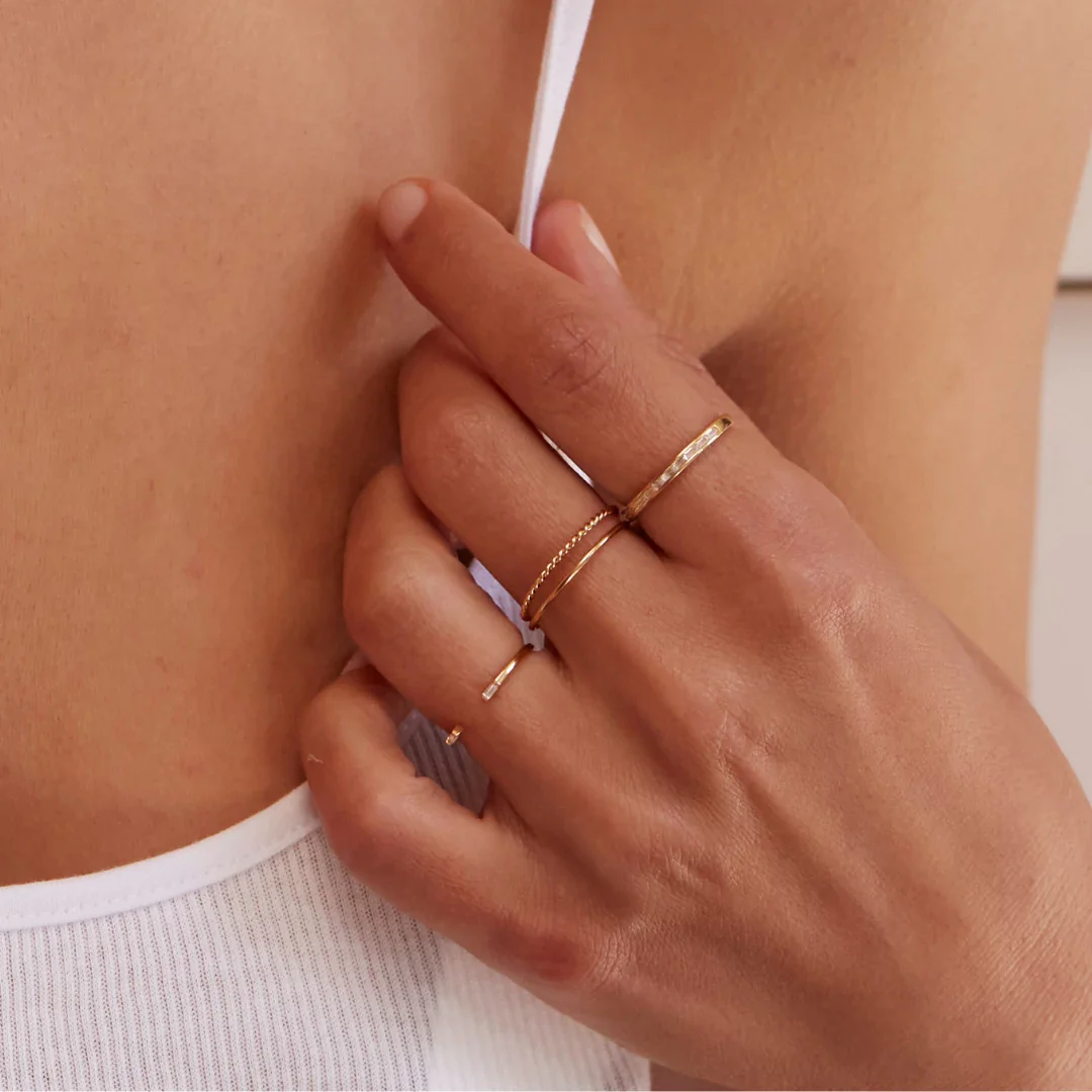 Gold Diamond Style Baguette Gap Ring - Image 3