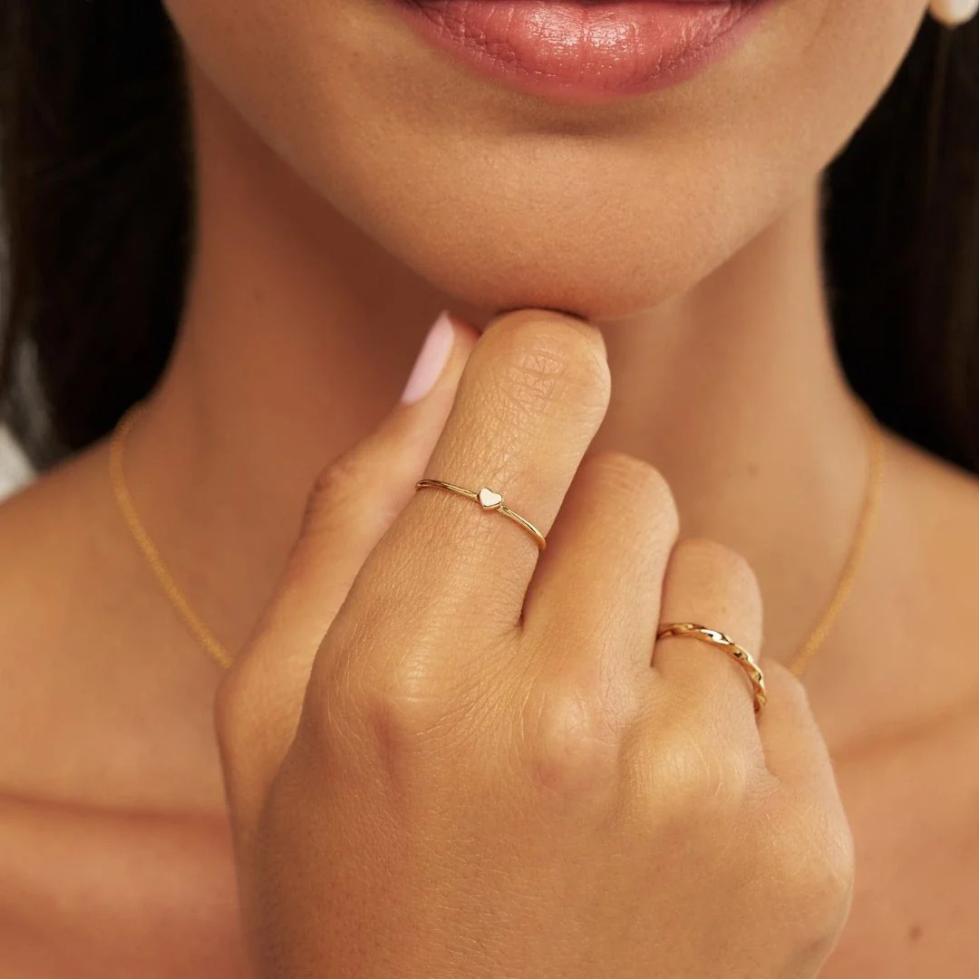 Gold Tiny Heart Ring - Image 2