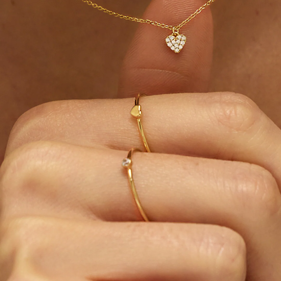 Gold Tiny Heart Ring - Image 5