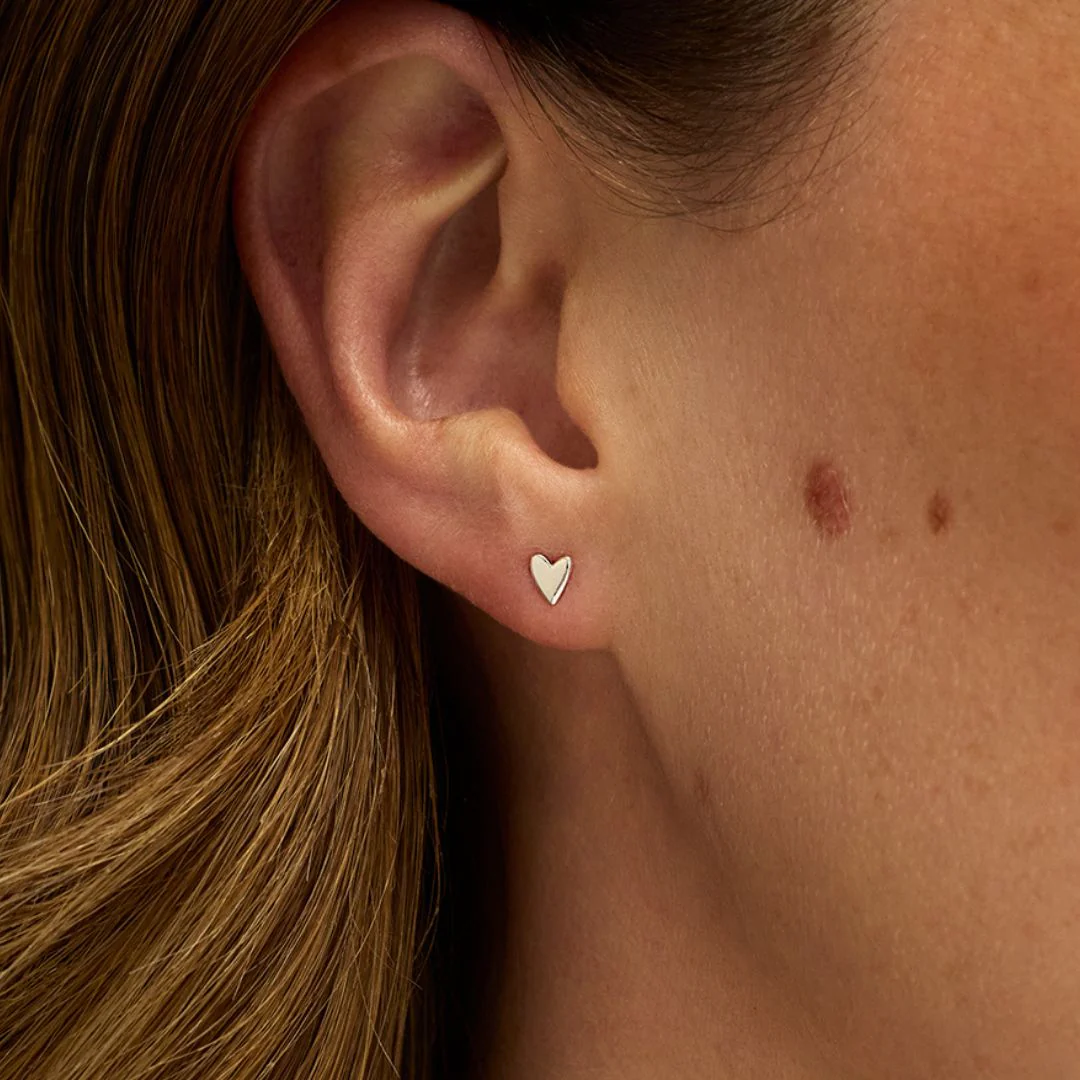 Gold Tiny Heart Stud Earrings - Image 2