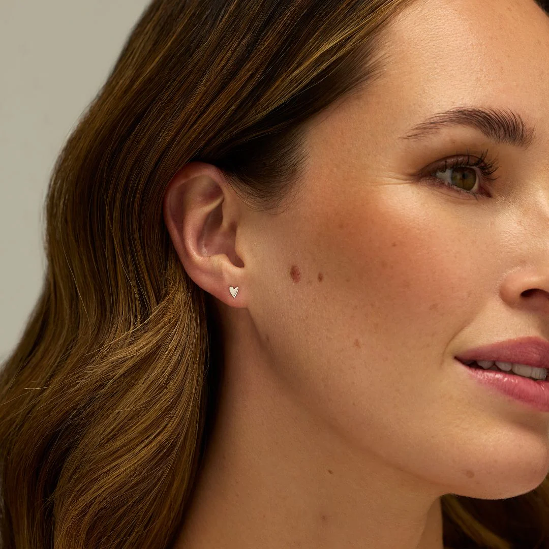 Gold Tiny Heart Stud Earrings - Image 3