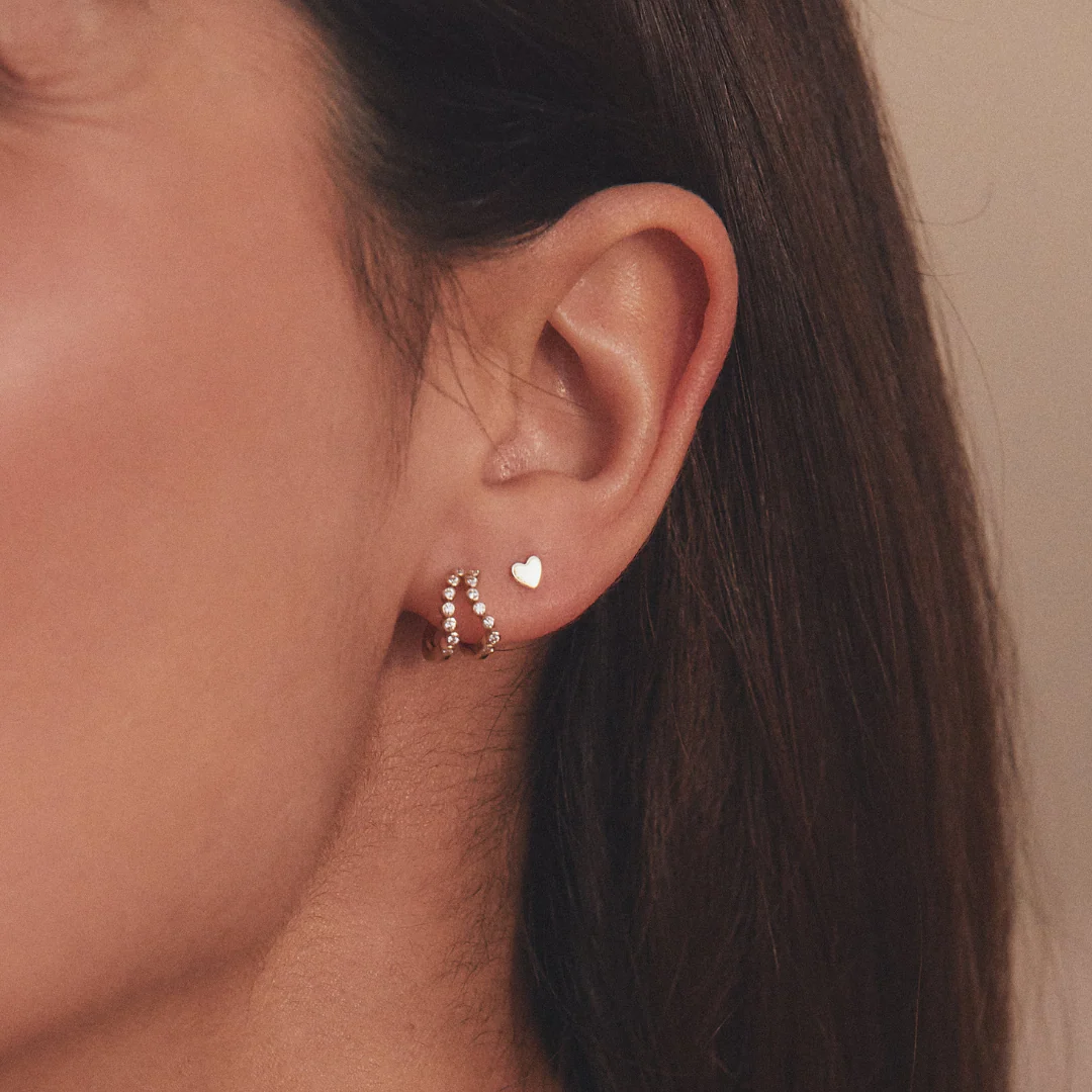 Gold Tiny Heart Stud Earrings - Image 4