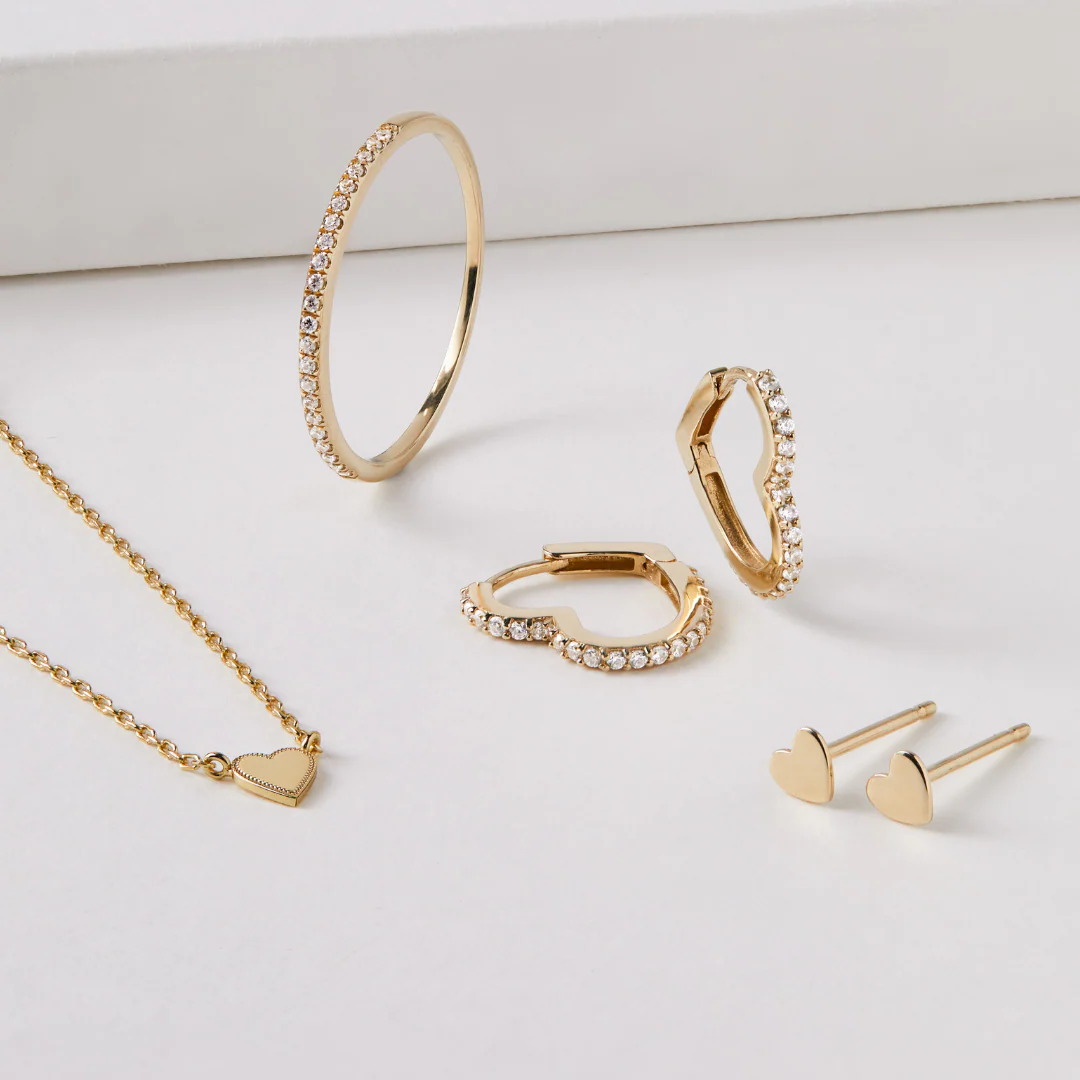 Gold Tiny Heart Stud Earrings - Image 7