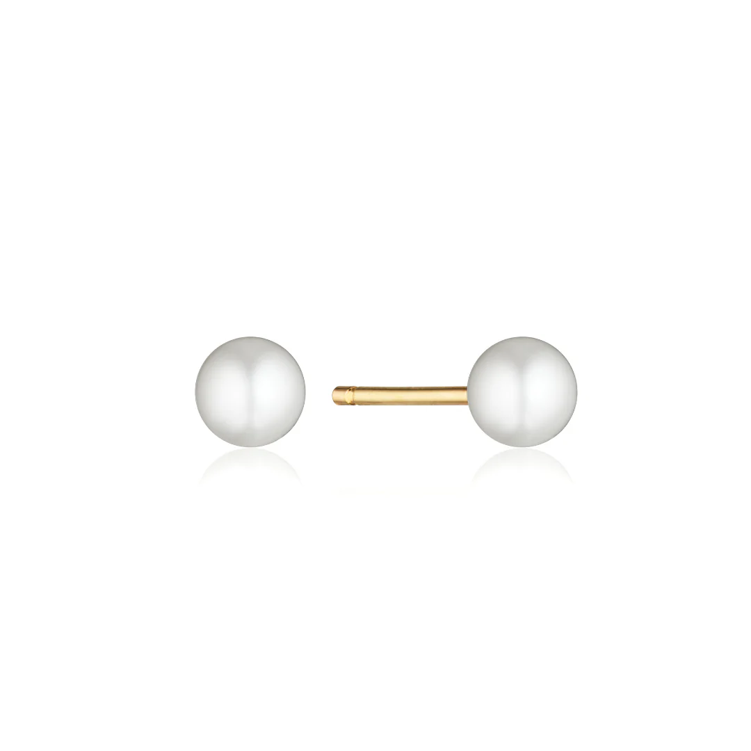 Gold Tiny Pearl Stud Earrings