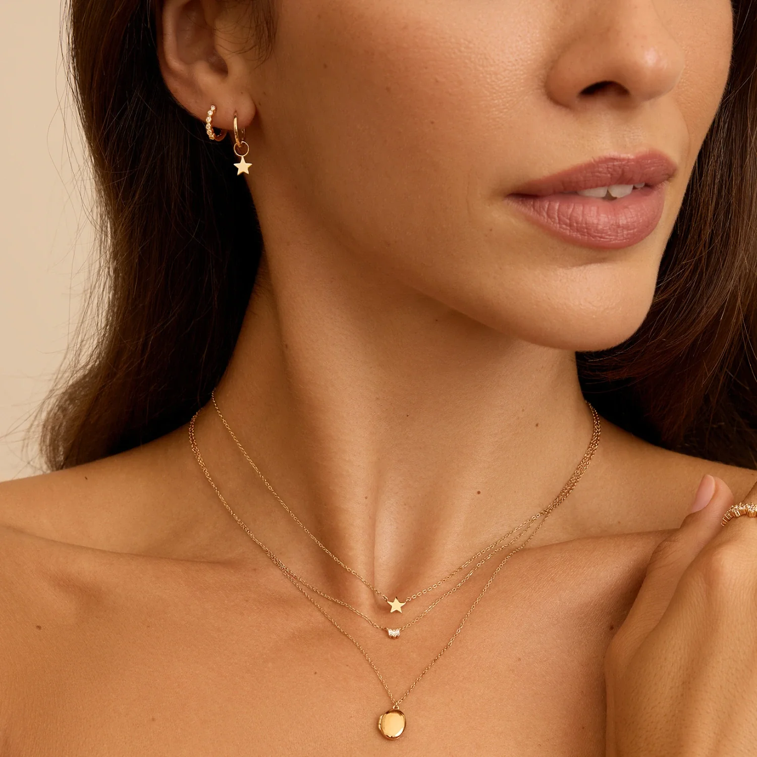 Gold Tiny Star Hoop Earrings - Image 3