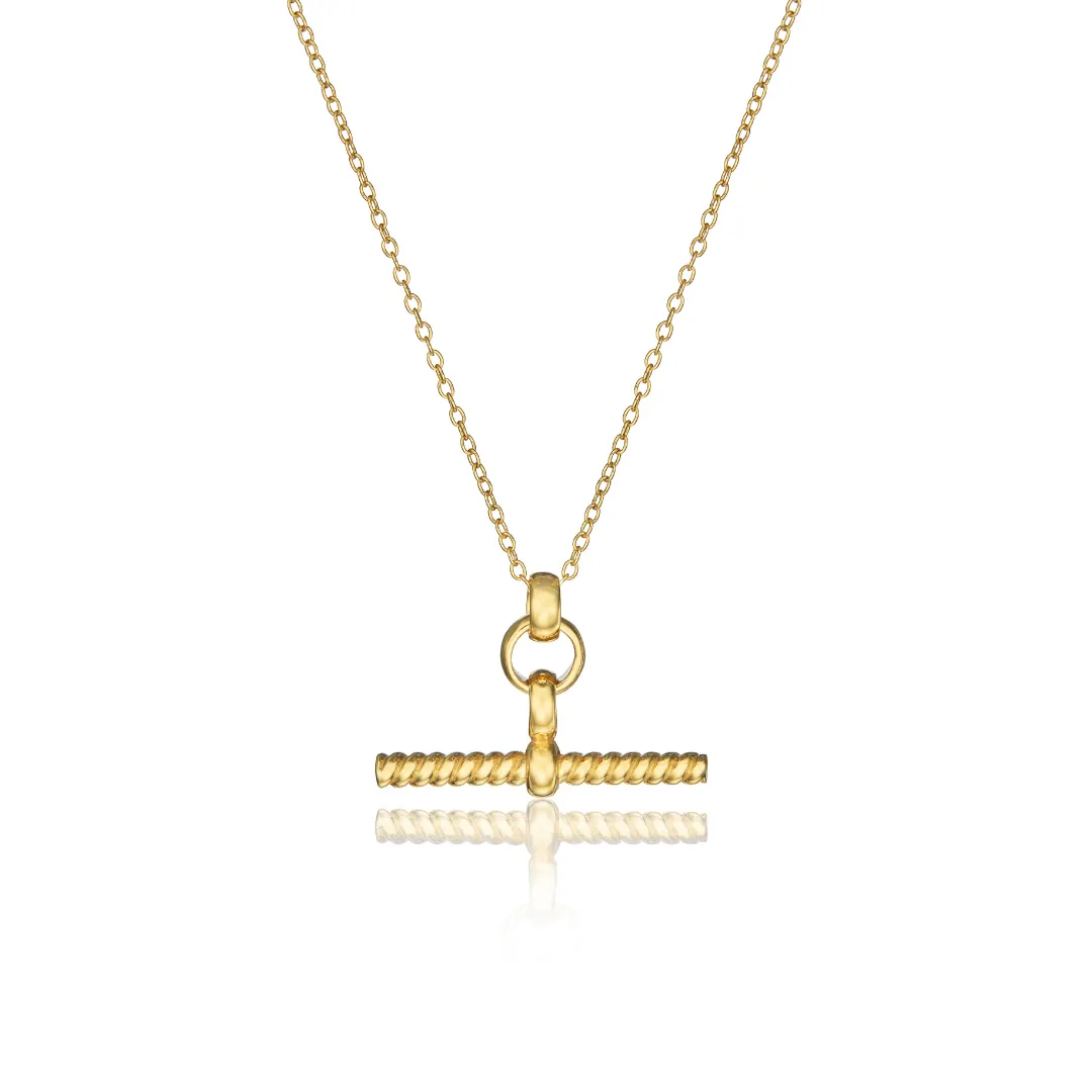 Gold Twisted T-Bar Necklace
