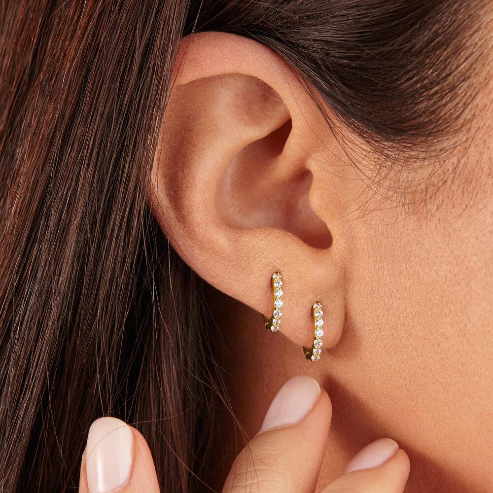 Rose Gold Diamond Style Huggie Hoop Earrings - Image 4