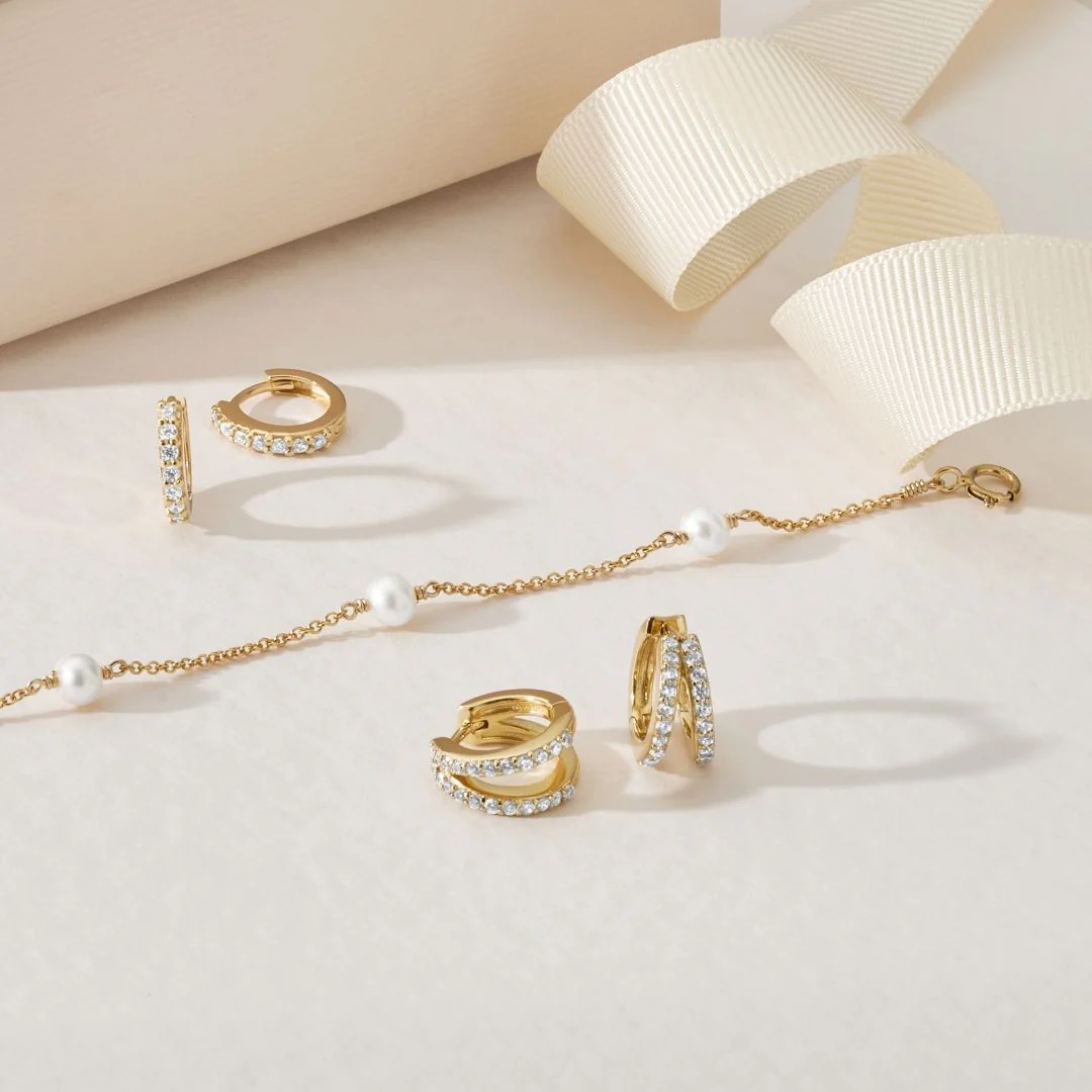Solid Gold Genuine Diamond Huggie Hoop Earrings - Image 5