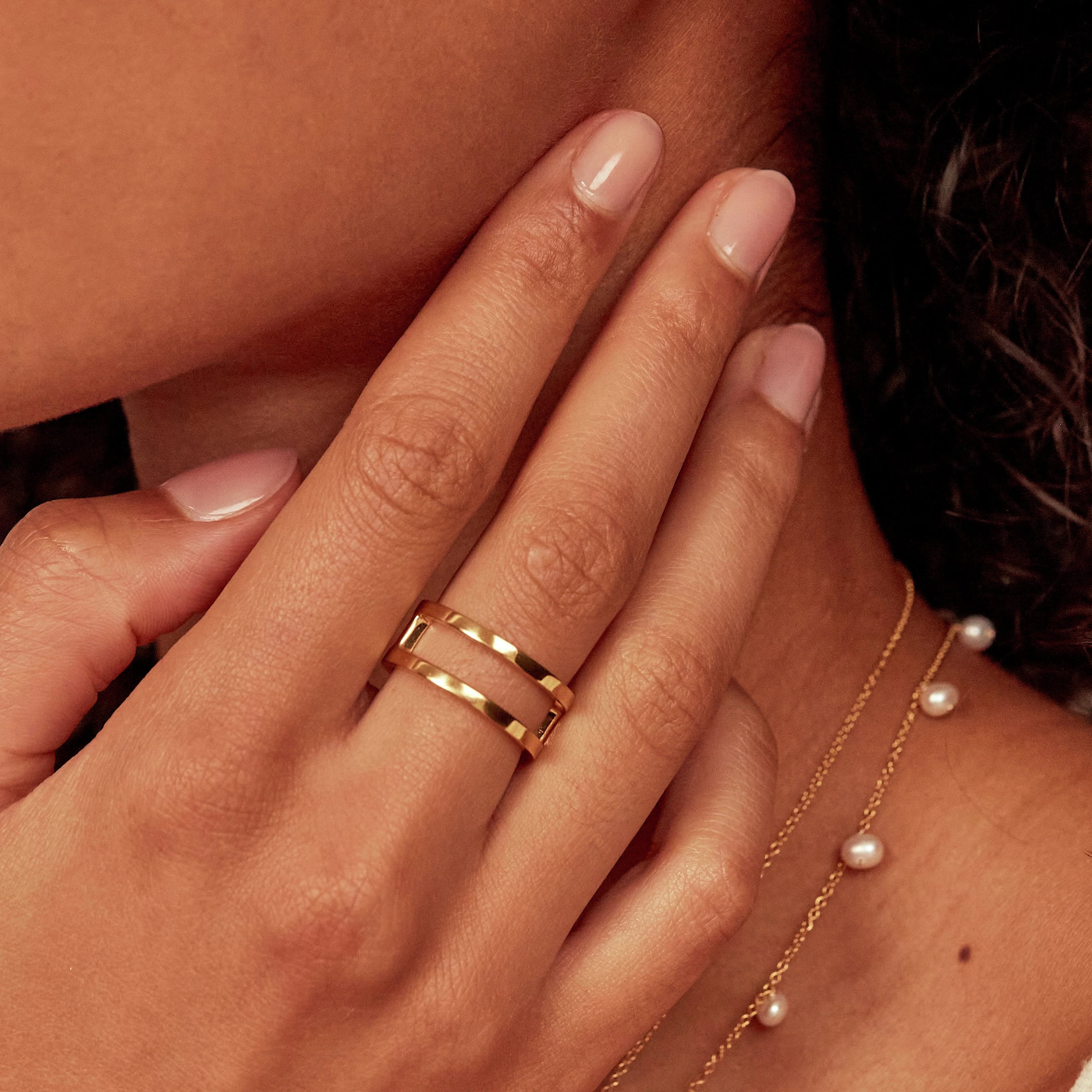Rose Gold Double Band Ring - Image 2