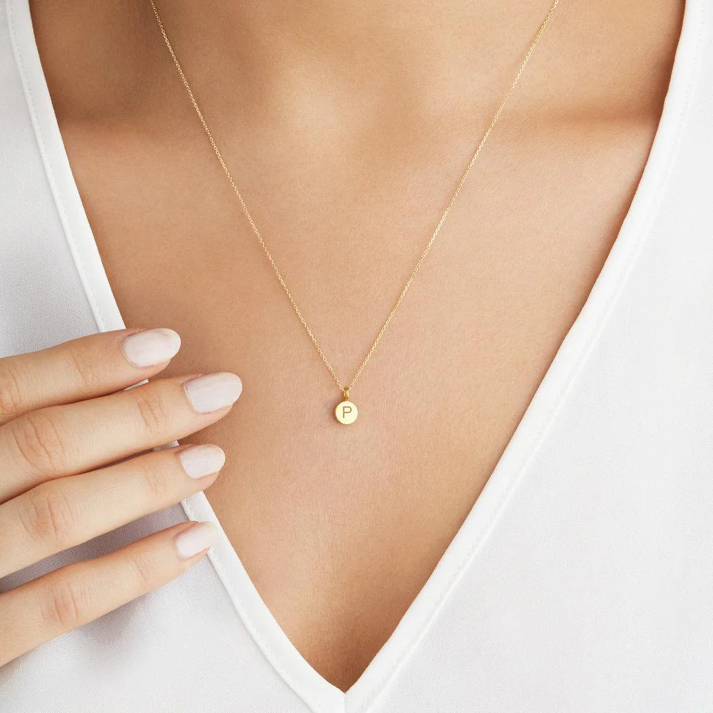 Rose Gold Extra Small Personalised Disc Necklace - Image 2