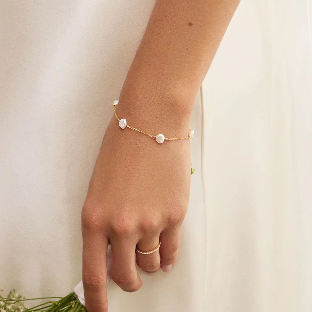 Gold Five Baroque Pearl Bracelet - Image 2