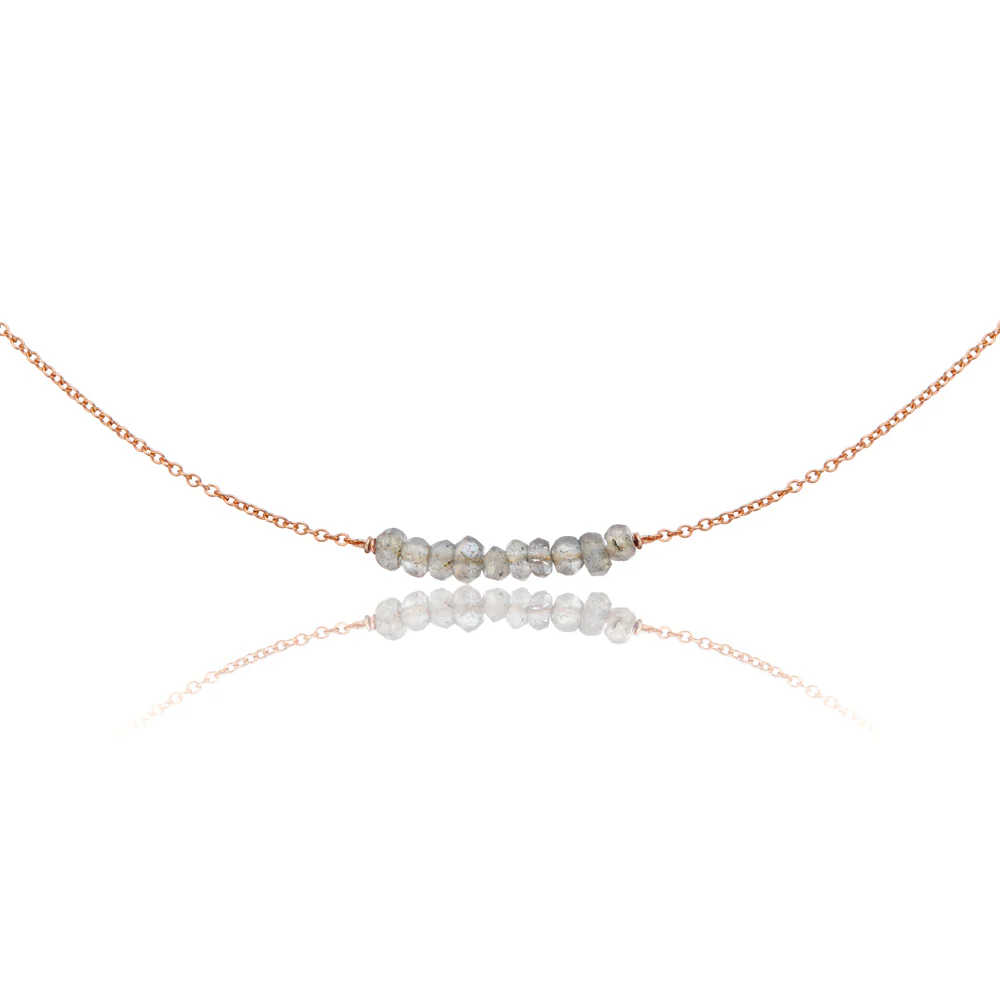 Rose Gold Labradorite Gemstone Cluster Choker
