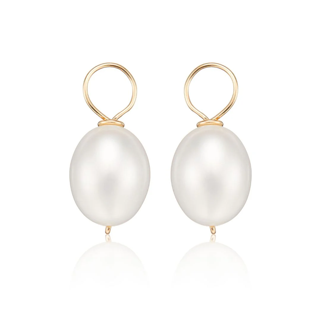 Gold Large Pearl Drop Pair