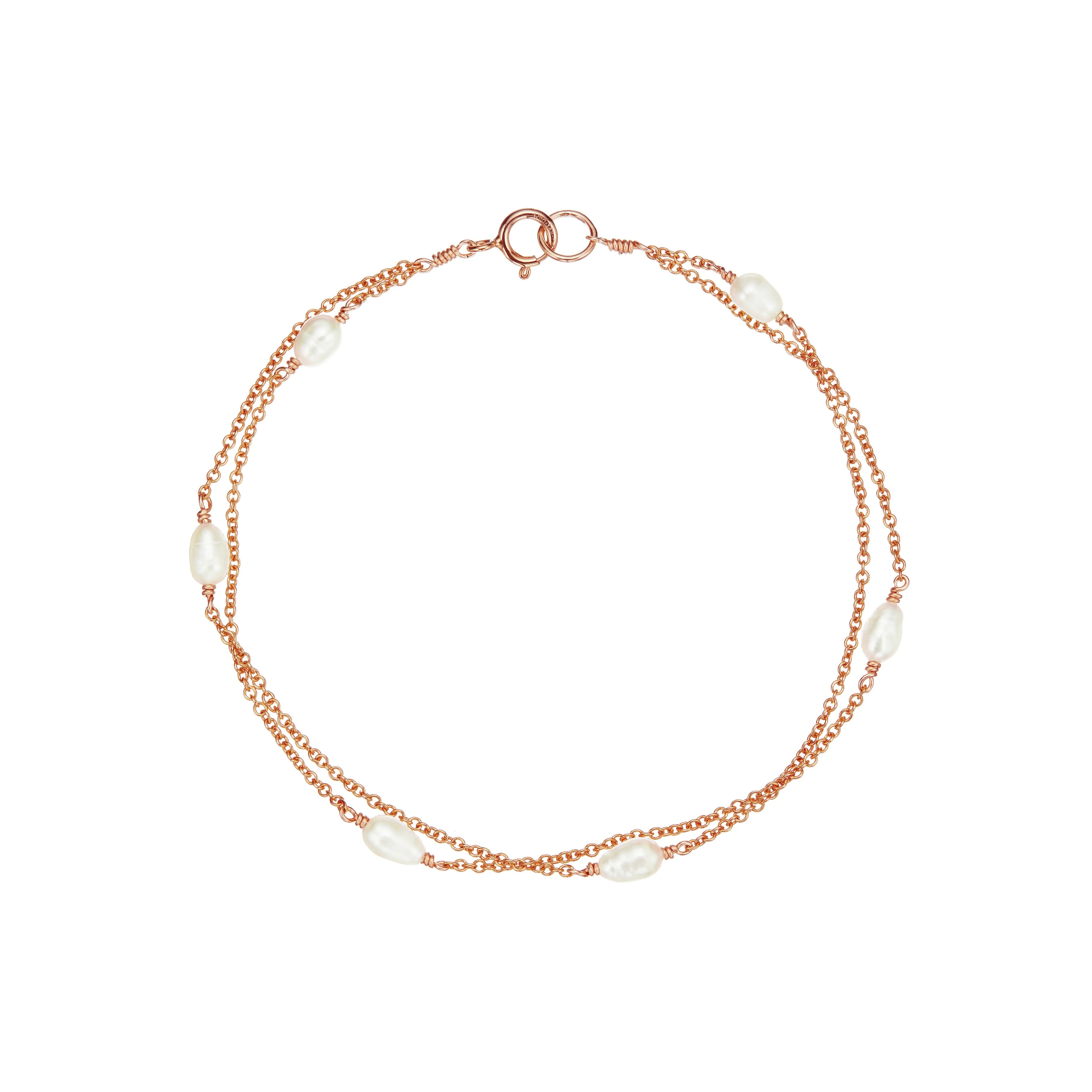 Rose Gold Layered Seed Pearl Bracelet