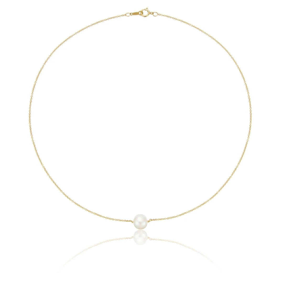 Gold Medium Single Pearl Choker - Image 5