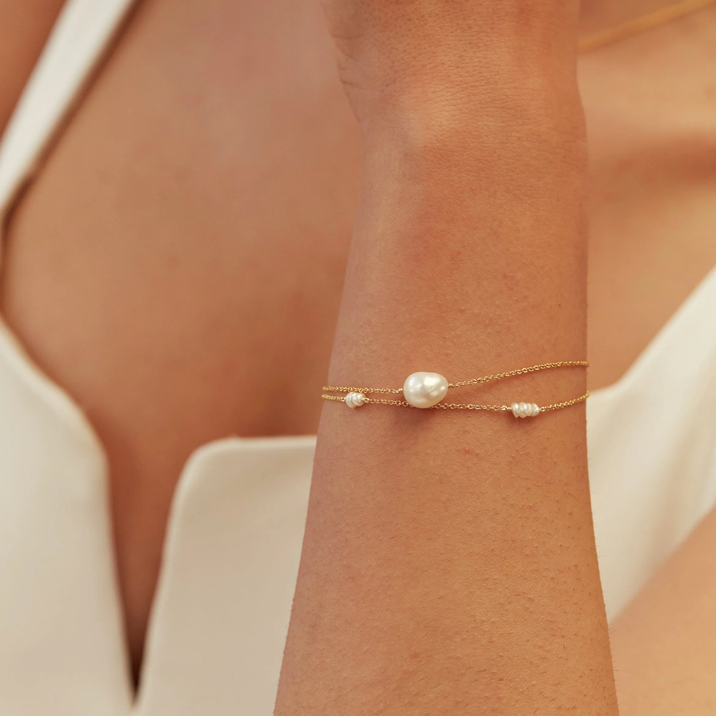 Gold Mini Pearl Bracelet - Image 4