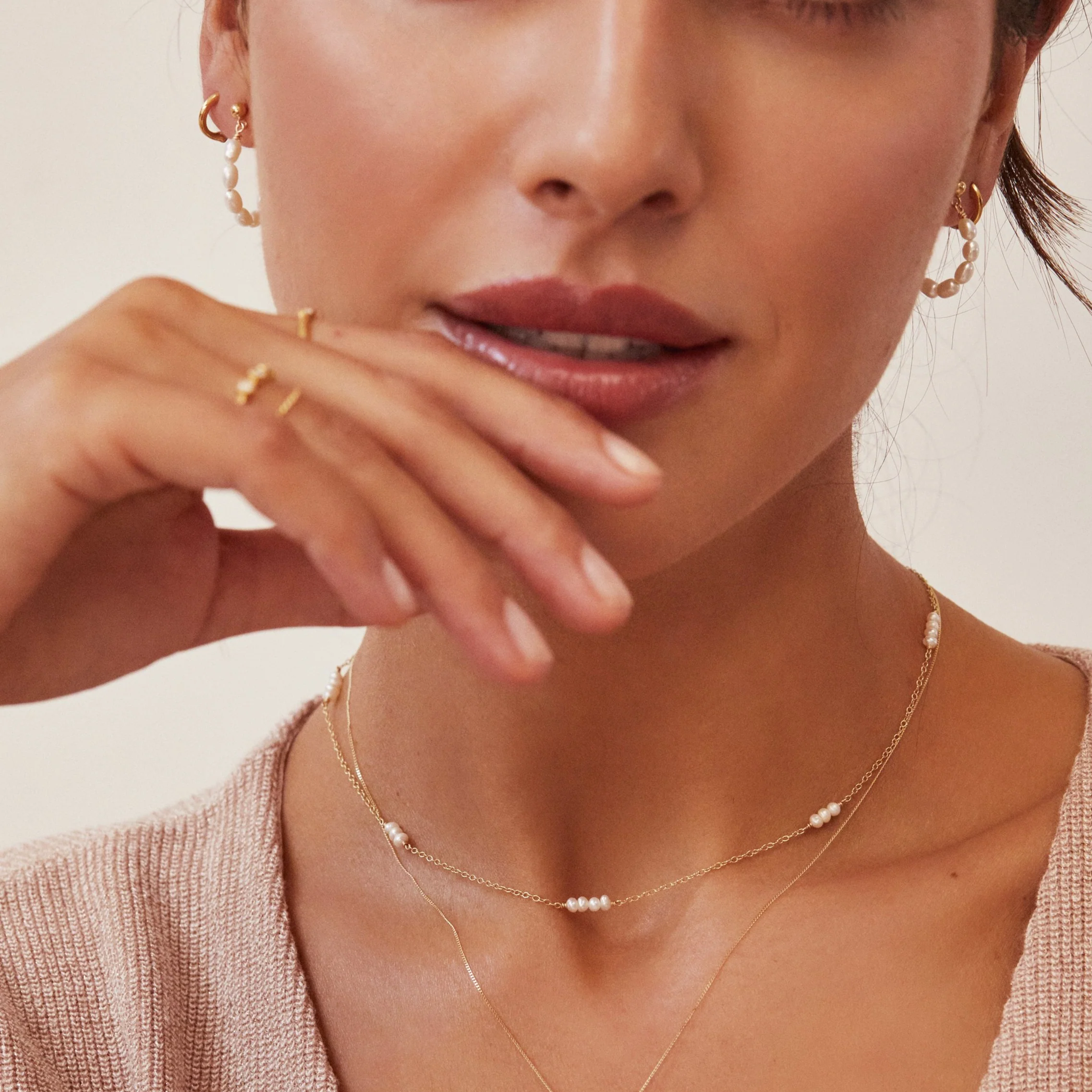 Rose Gold Mini Pearl Choker - Image 2