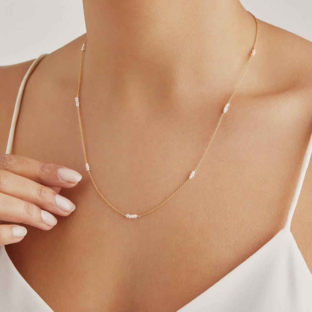 Rose Gold Mini Pearl Necklace - Image 2