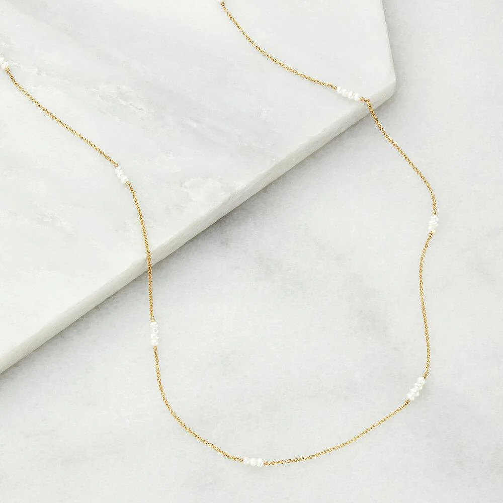 Rose Gold Mini Pearl Necklace - Image 3