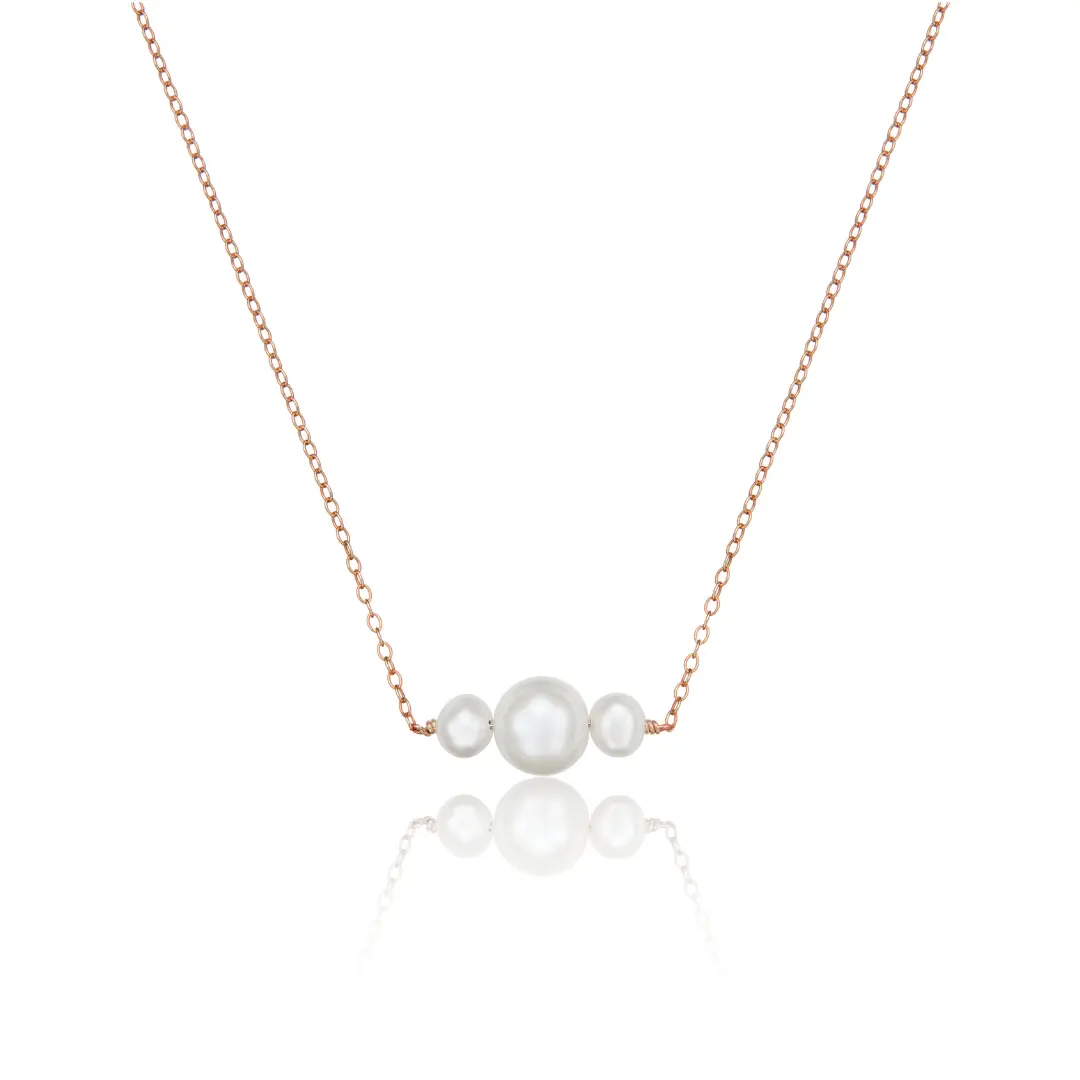 Rose Gold Multi Pearl Cluster Necklace