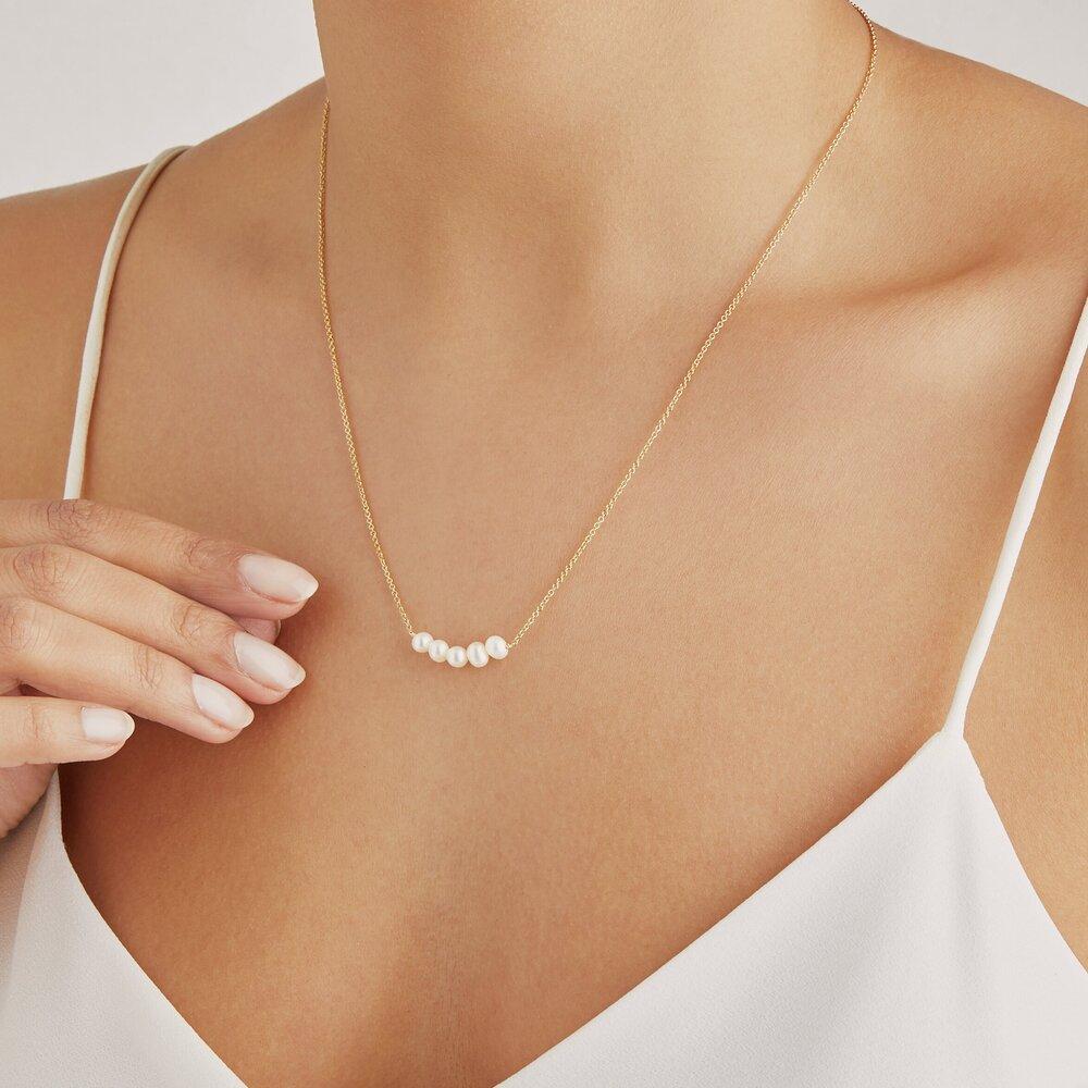 Rose Gold Pearl Cluster Necklace - Image 2