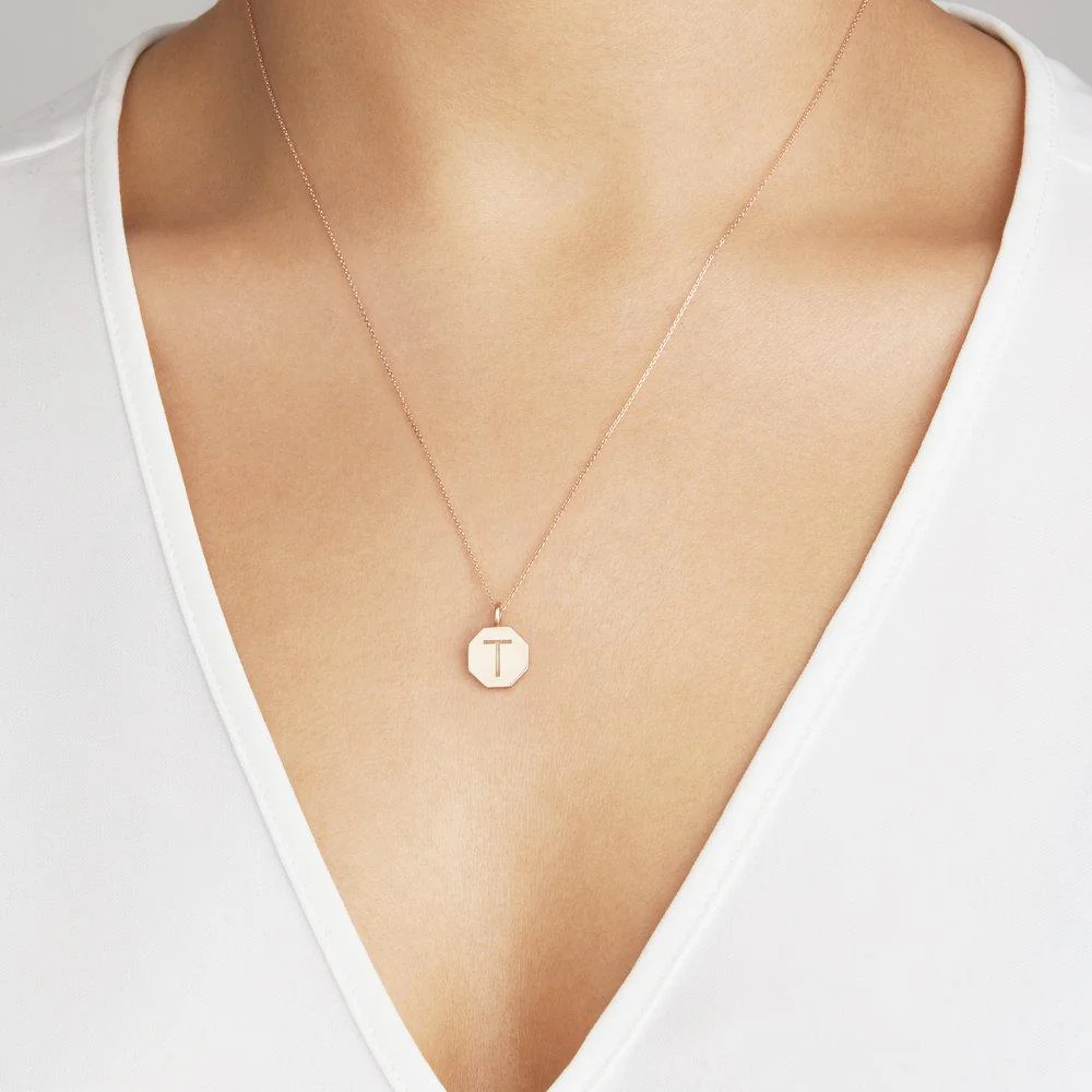 Rose Gold Personalised Hexagon Necklace - Image 3