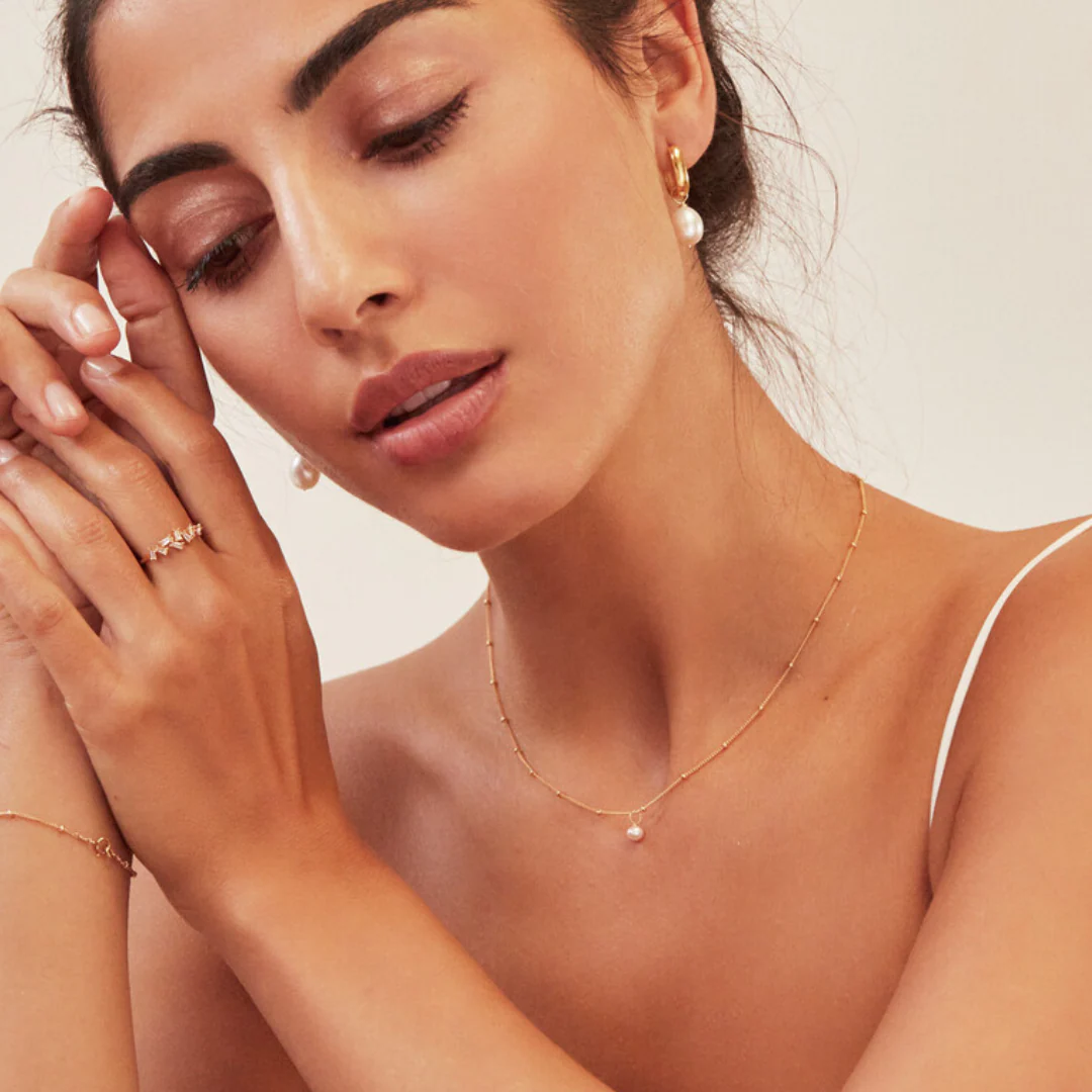 Rose Gold Satellite Single Pearl Choker - Image 4