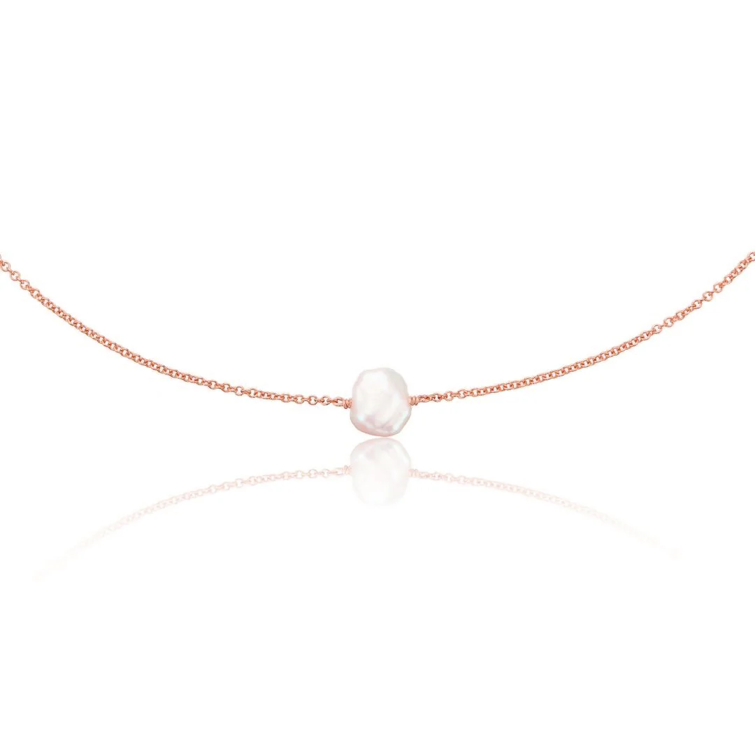 Rose Gold Single Baroque Pearl Choker