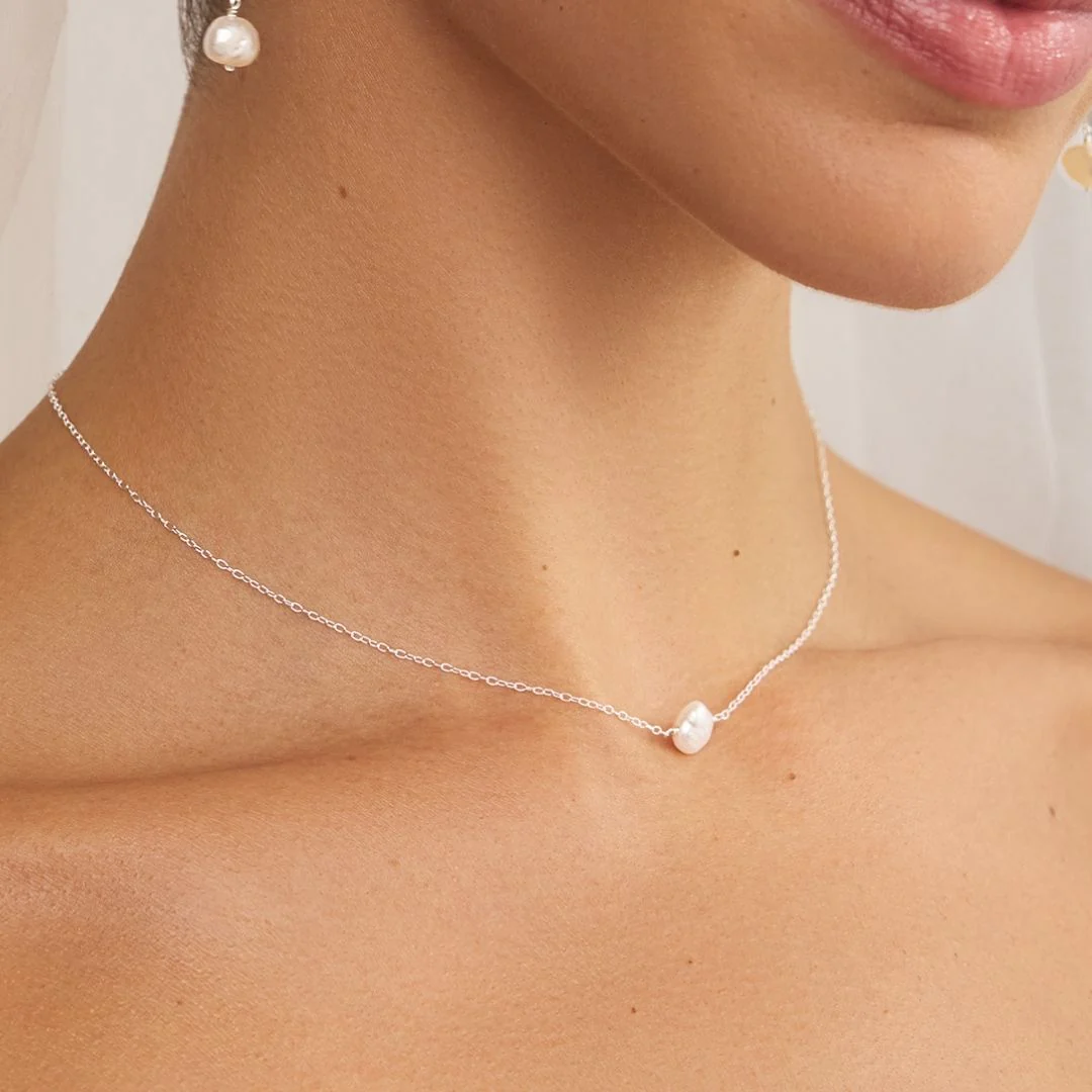 Rose Gold Single Baroque Pearl Choker - Image 3