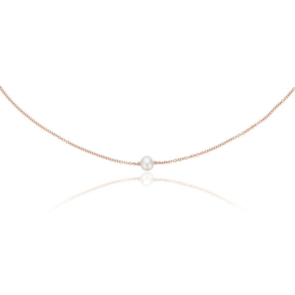 Rose Gold Single Pearl Choker
