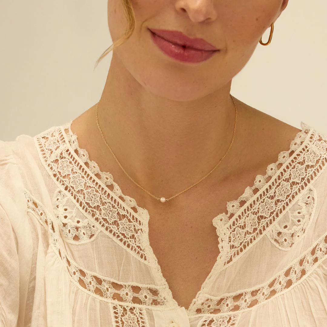 Rose Gold Single Pearl Choker - Image 2