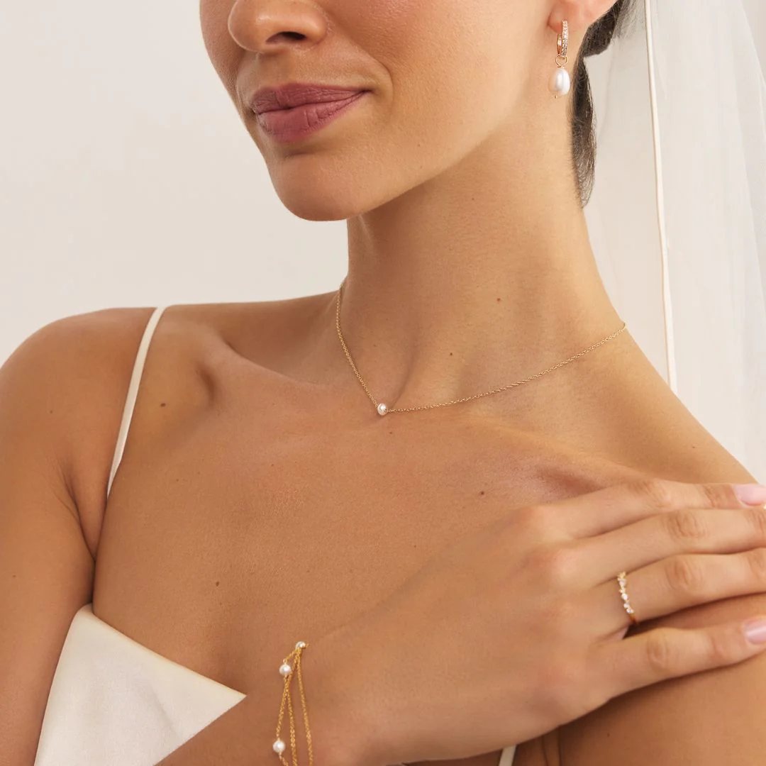 Rose Gold Single Pearl Choker - Image 3