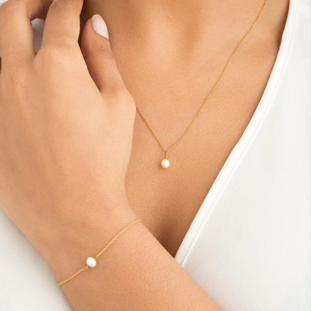 Rose Gold Single Pearl Necklace - Image 2