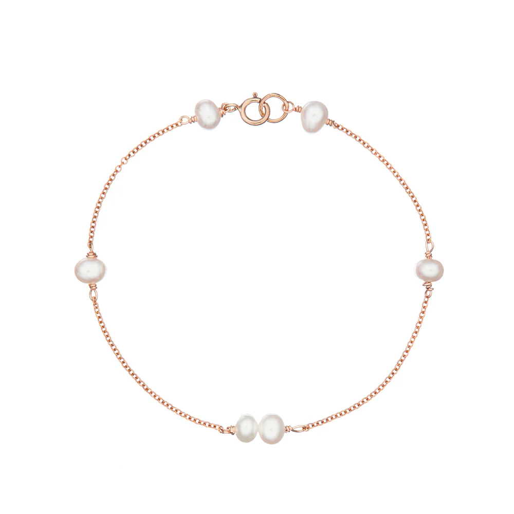 Rose Gold Six Pearl Bracelet