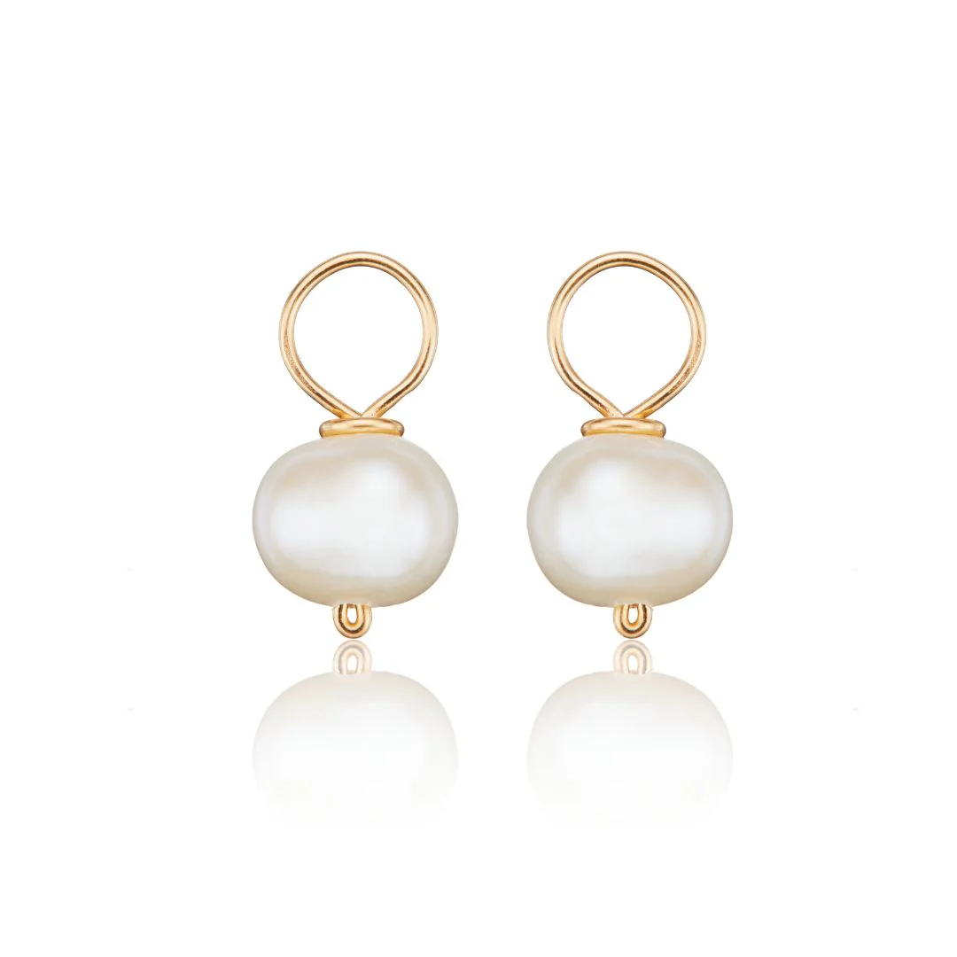 Gold Small Pearl Drop Pair
