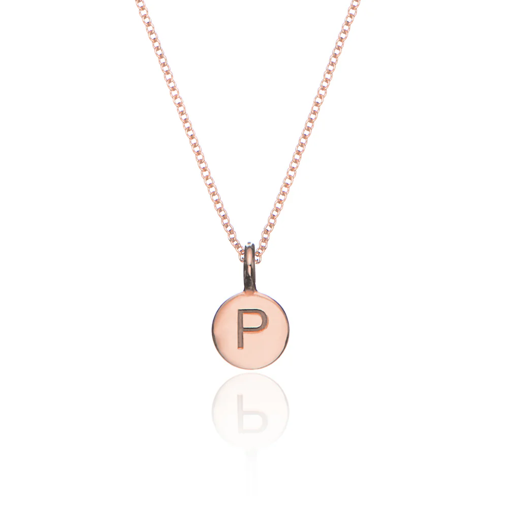 Rose Gold Small Personalised Disc Necklace