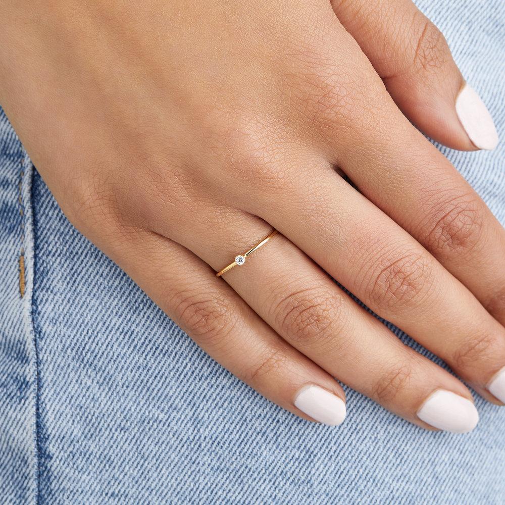 Rose Gold Thin Diamond Style Stacking Ring - Image 3