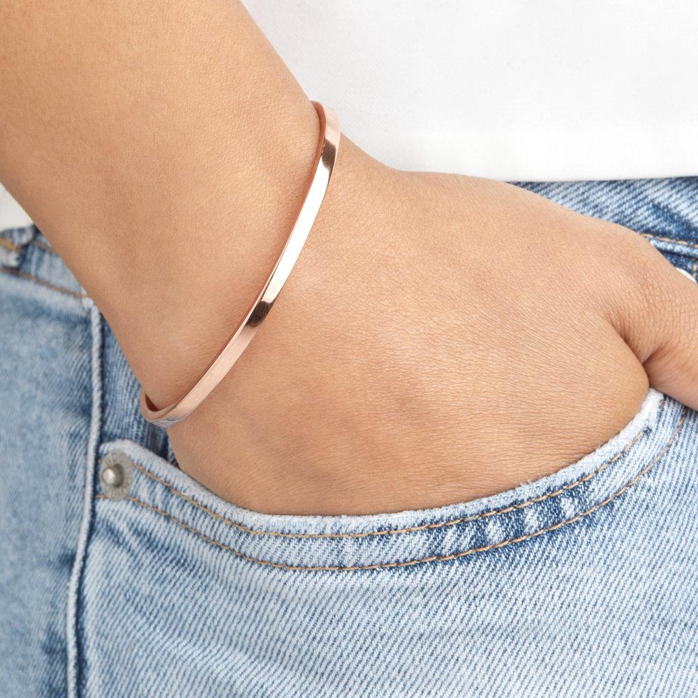 Rose Gold Thin Engraved Bangle - Image 2
