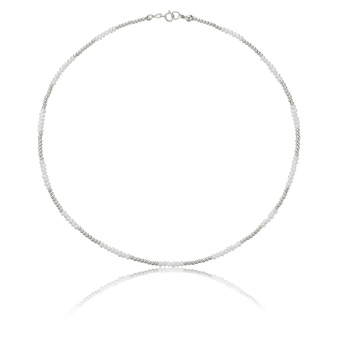 Silver Beaded Mini Pearl Choker - Image 3