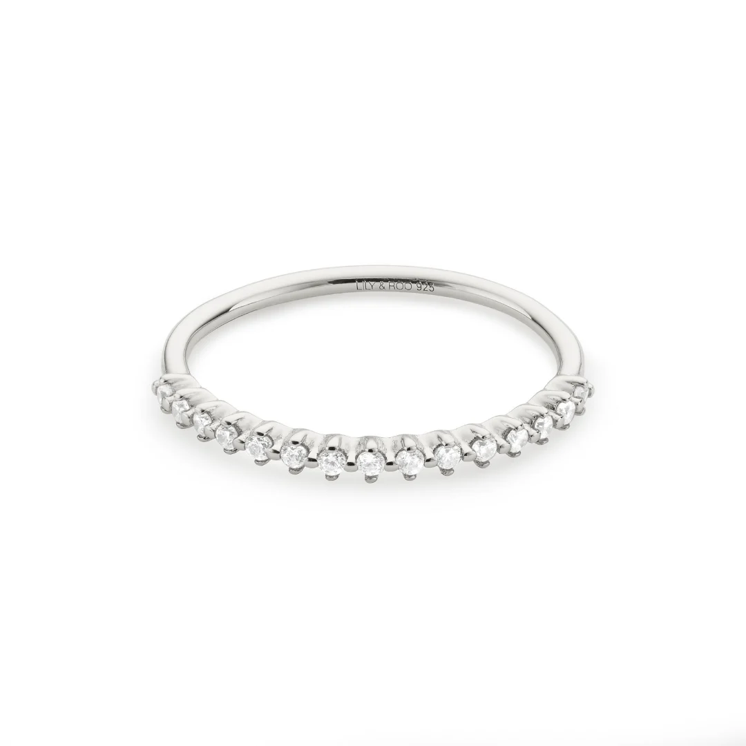 Silver Brilliant Diamond Style Half Eternity Ring - Image 6