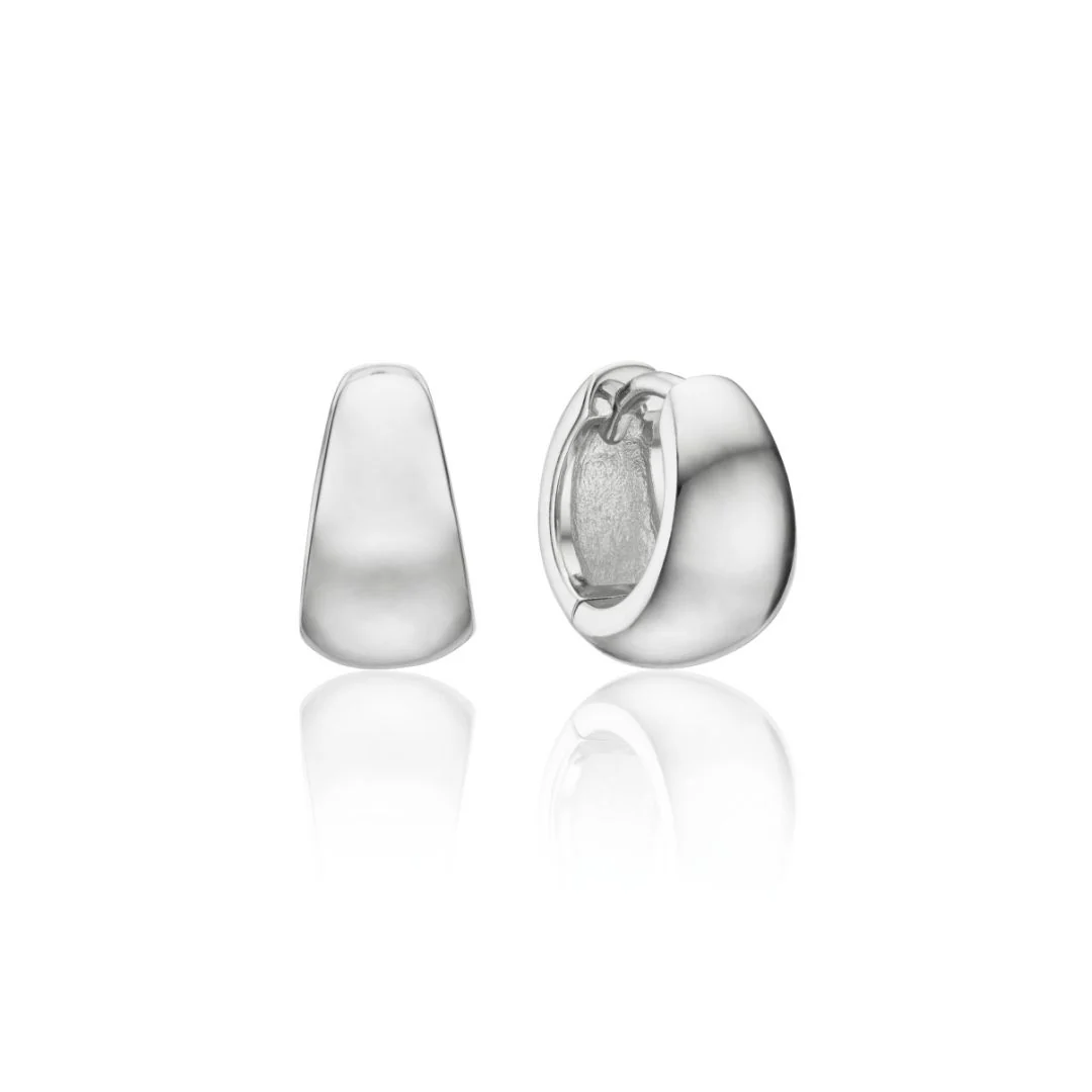 Silver Chunky Huggie Hoop Earrings