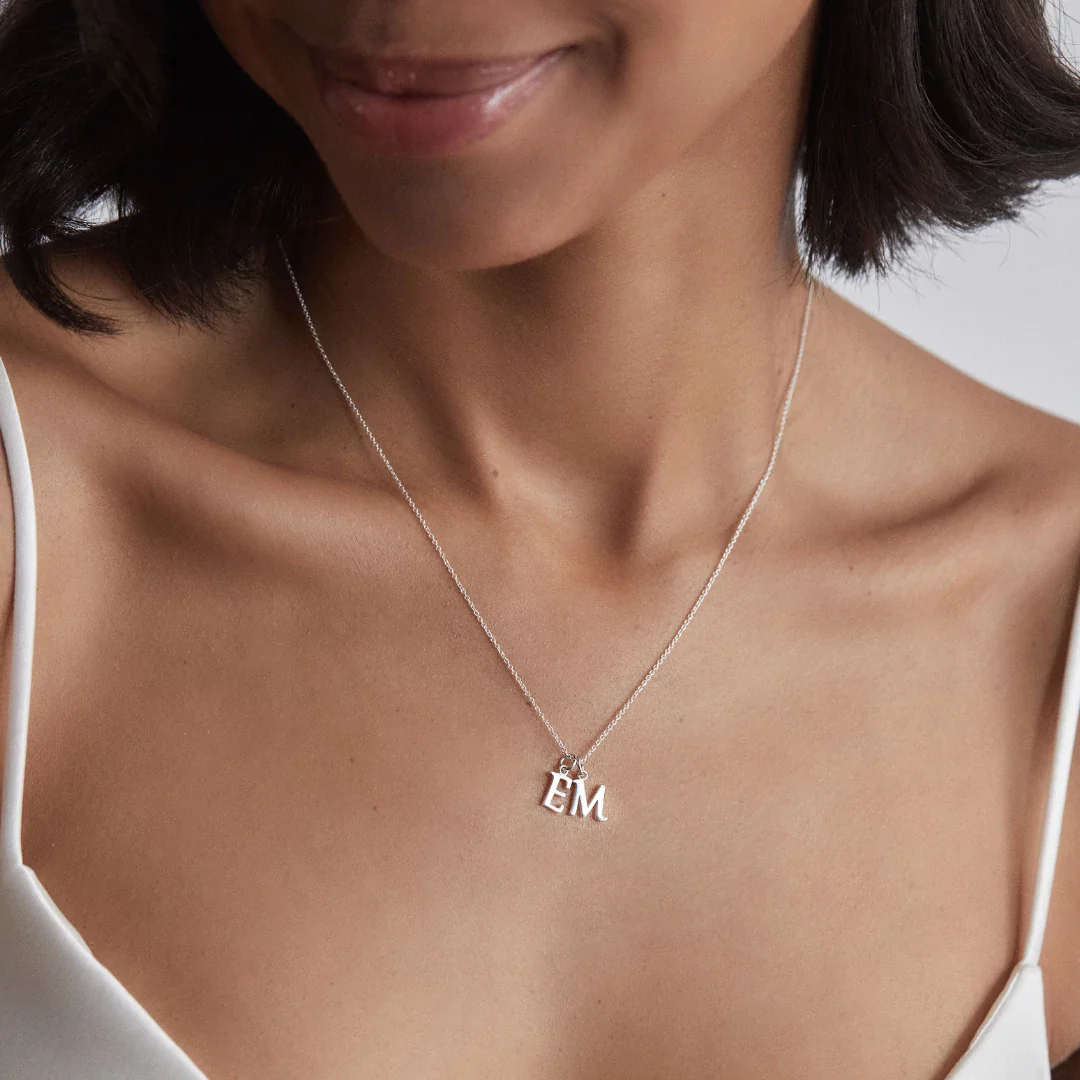 Silver Curve Initial Letter Necklace - Image 8