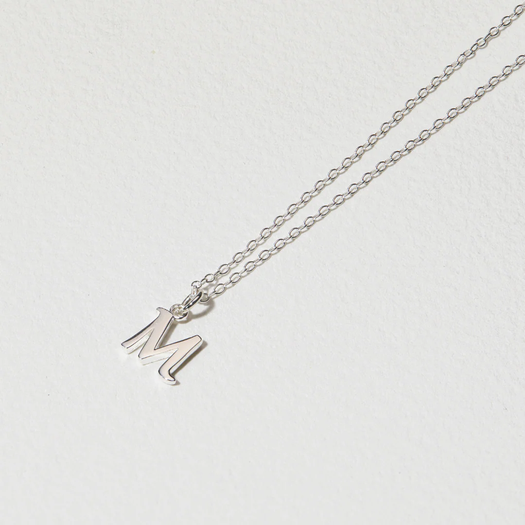 Silver Curve Initial Letter Necklace - Image 9