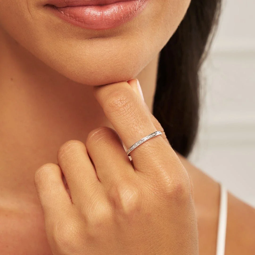 Silver Diamond Style Baguette Eternity Ring - Image 2