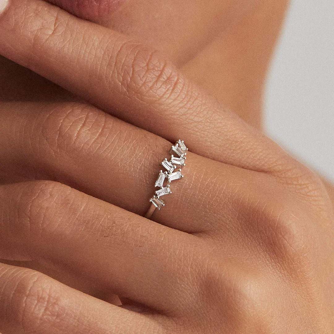 Silver Diamond Style Baguette Ring - Image 5