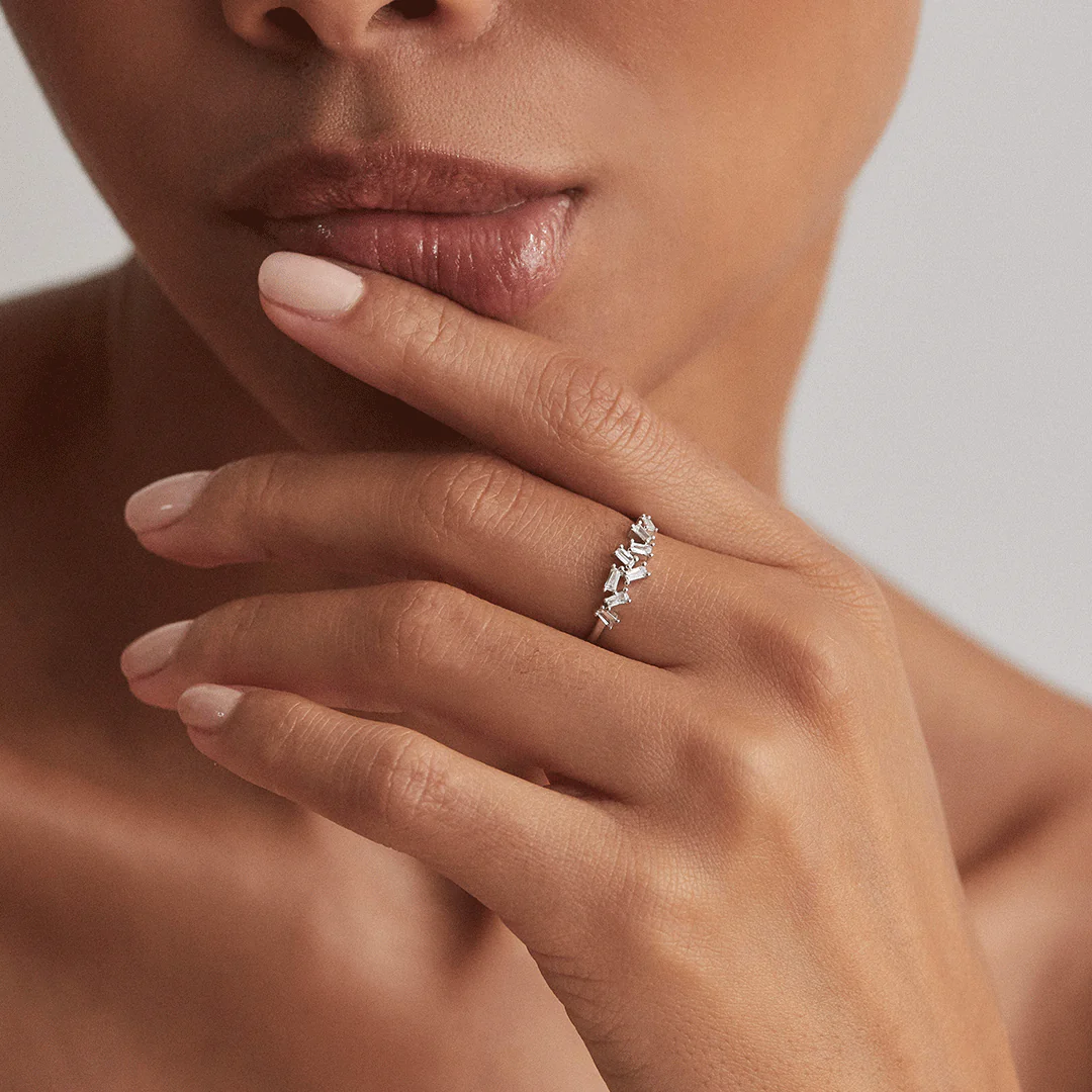 Silver Diamond Style Baguette Ring - Image 6