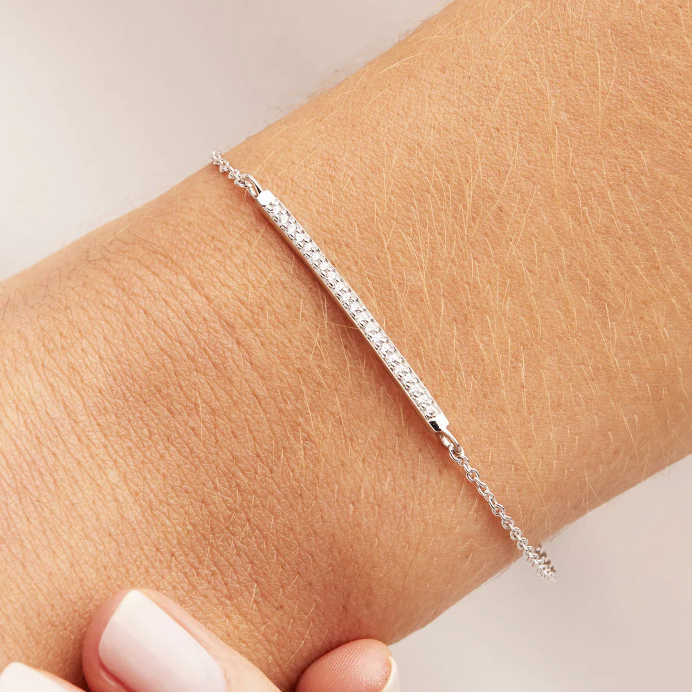 Silver Diamond Style Bar Bracelet - Image 3