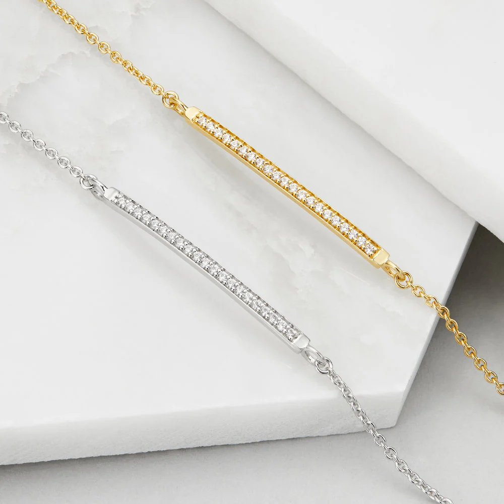 Silver Diamond Style Bar Bracelet - Image 5
